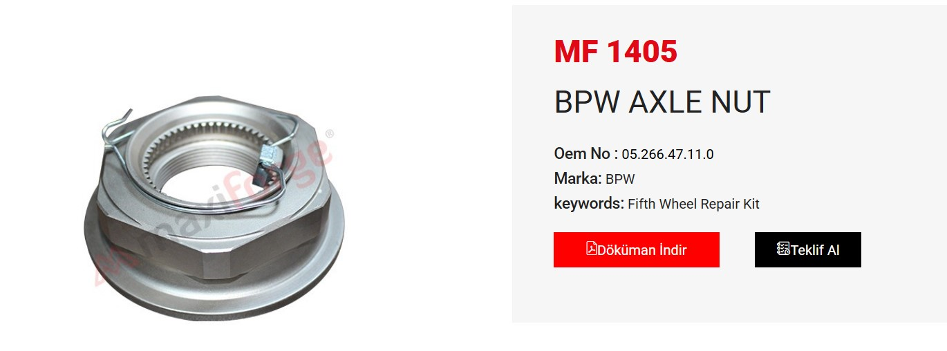 BPW AKS SOMUNU ESKI MODEL 05.266.47.